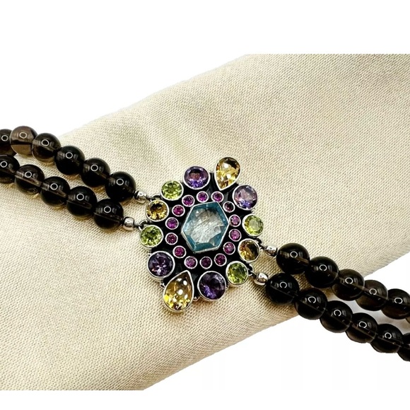 🌟Nicky Butler 925 Silver Aqua Quartz Garnet Citrine Amethyst Bracelet Brand NEW - Picture 3 of 14